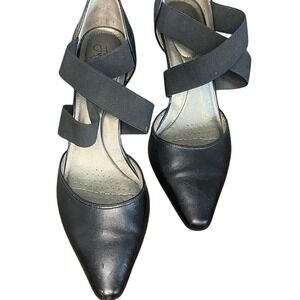 Chic Black Women's Shoes Pumps‎ Crossover Detail Medium Heel Sz 9.5